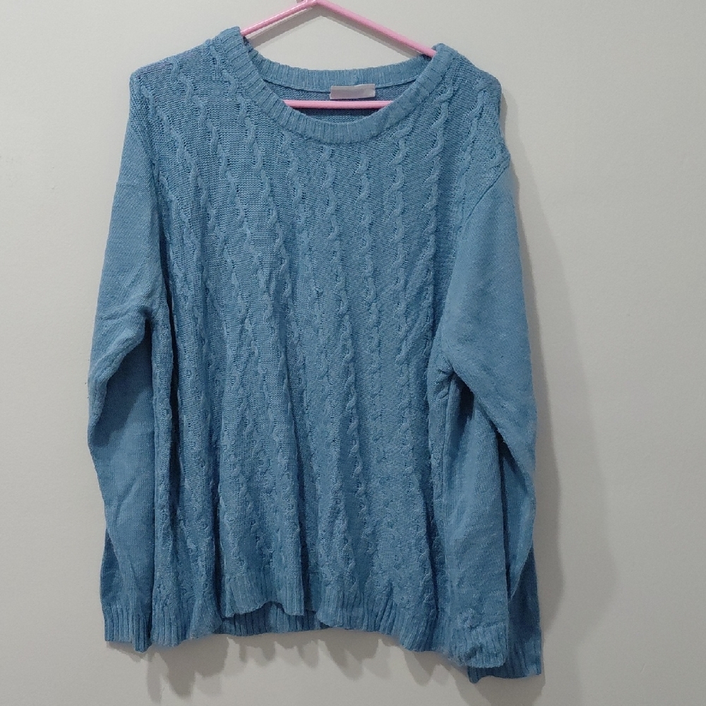 Blue Cable Knit Women's Sweater